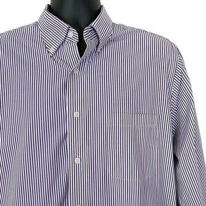 Croft & Barrow Men sz 16.5 Shirt Purple Stripe Button Up Classic Fit Easy Care